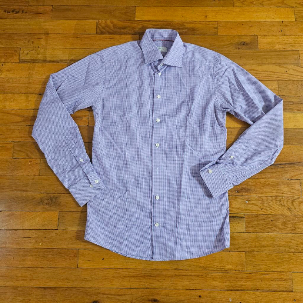 Eton Men's Dress Shirt Purple Plaid Slim Fit 38/15